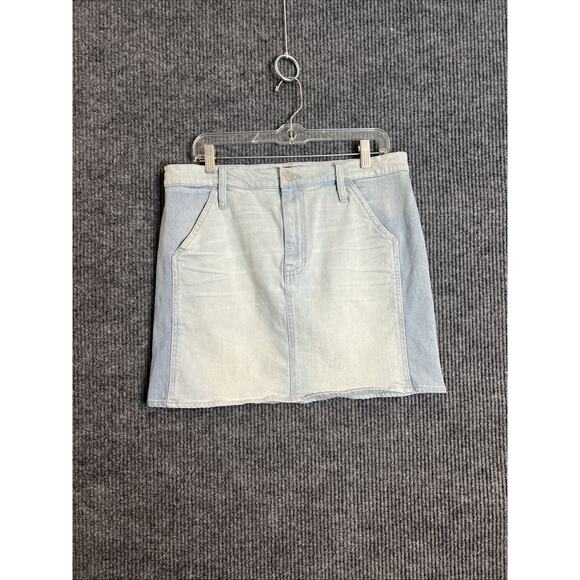 J Crew Womens Two Tone Denim Mini Skirt Size 31 Blue Light Wash Cotton Stretch - Picture 1 of 7